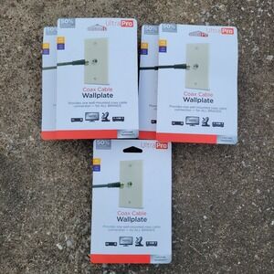 Lot 5 Coax Cable Wall Plate F Type Jack Single Cover 52187 Almond Cream Finish